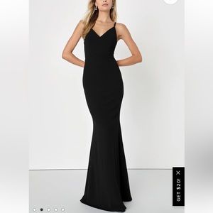 Lulus Moments Of Bliss Black Backless Mermaid Maxi Dress - size M